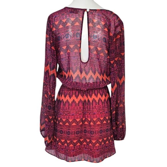 Show Me Your MuMu Geometric Shapes Lined Dress Size Small V-Neck Lightweight - Picture 3 of 7
